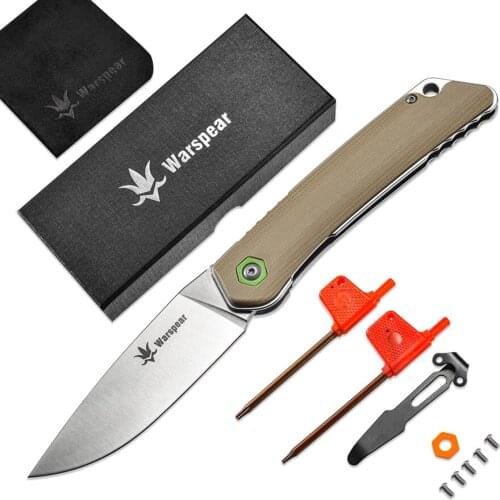 Warspear WP501K Front Flipper Pocket Folding Knife Ceramic Ball Bearings 14C28N Blade Micarta Handle Tactical Survival Knife