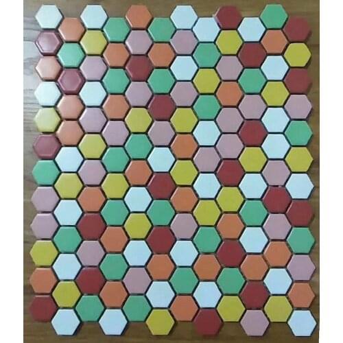 Candy color mix cut hexgon ceramic mosaic tile wallpaper for kitchen backsplash bathroom room deco