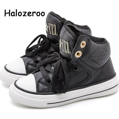 Autumn New Kids High Sport Sneakers Baby Girls Genuine Leather Shoes Children Black Casual Sneakers Boys Brand Sneakers Trainers