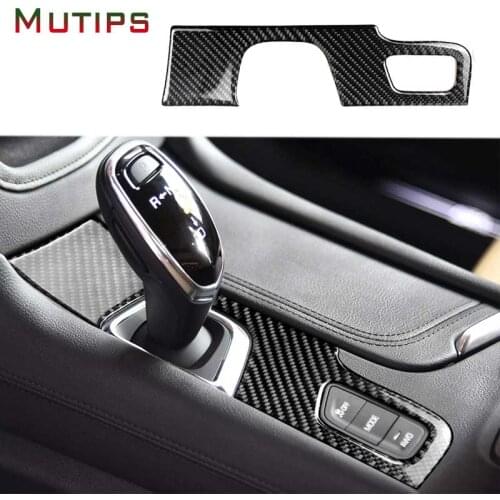 Mutips Car Gear Shift Knob Panel Trim Frame Cover Center Console Carbon Fiber Sticker Accessories For Cadillac XT5 2016 2017