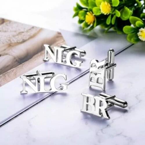 Personalized Letter Name Cufflinks Mens Stainless Steel Jewelry Gifts Customize Names Cuff links Buttons Initial LettersCufflink