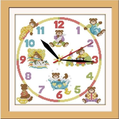 Winnie the Pooh cross stitch kit 14ct 11ct count print canvas wall clock stitching embroidery DIY handmade needlework