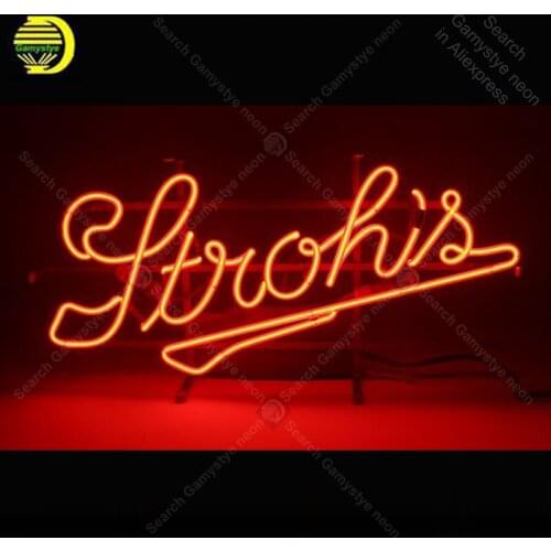 Neon sign For Strohs Beer Neon Bulb sign display Iconic Beer Pub Handcraft Lamp real glass advertise Letrero enseigne lumine