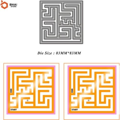 2021 New Puzzle Square Maze Game Metal Cutting Dies Stencil Scrapbooking DIY Album Stamp Paper Card Embossing Decor Craft