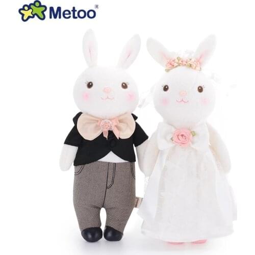 38cm 2pcs/pair original Metoo Tiramitu Wedding Rabbit Plush Toys Couples Stuffed Cloth Dolls Girl Gift toy Exquisite packaging