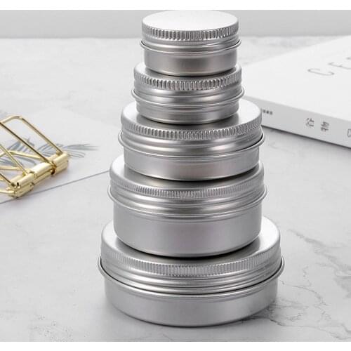 Multisize Reusable Empty Aluminium Bottles Upper Screw Silver Small Tin Container Sample Canisters Cap Cosmetic Pot Jar Oil Wax