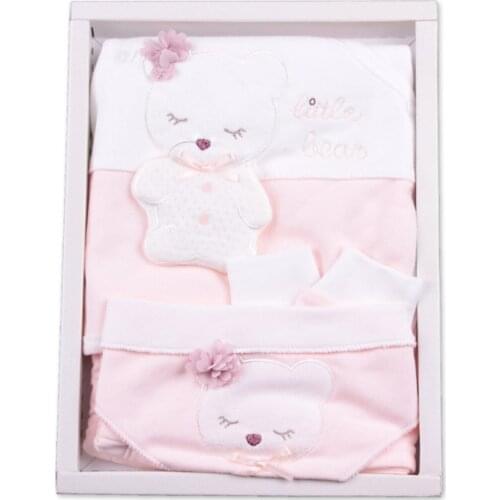 Girl 5li Hospital Output Printed Cotton 5'li Pink