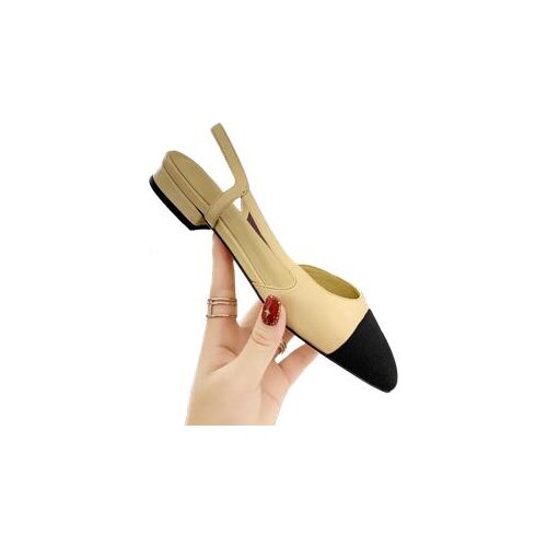 Classical women Shoes luxury brand designer flat fashion lady flats round toe design sandals woman genuine leather slingback