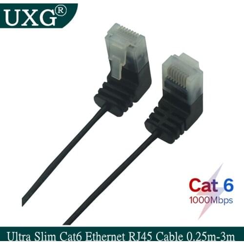 Ultra Slim Cat6a CAT 7 6 Ethernet Cable RJ45 Right Angle UTP Network Cable Patch Cord 90 Degree Up Down Angled Cat6a Lan Cable
