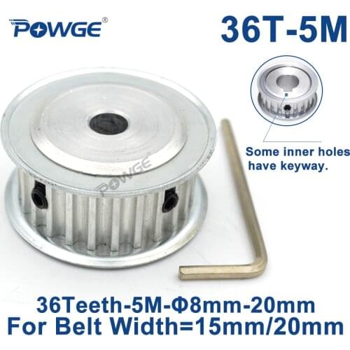 POWGE 36 Teeth HTD 5M Synchronous Timing Pulley Bore 8/10/12/14/15/16/17/19/20mm for Width 15/20mm HTD5M wheel Gear 36Teeth 36T
