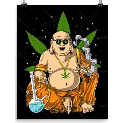 Modern Home Decor Poster Buddha Smoking Weed Wall Art Canvas Painting Art Poster Print Wall Picture Nordic Wall Art Living Room