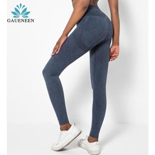 GAUENEEN Printed Sport Leggings Sexy Peach Hip Seamless Nylon High Waist Running Womens Pants Tight Quick Dry Gym Sportswear