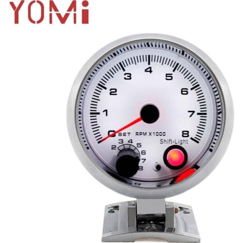 YOMI Cool 3.75" Tachometer 7 Color Selectable Display White Face Chrome Housing /RPM Gauge