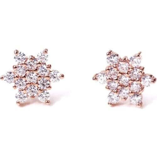 Tianyu Gems Silver 925 Snowflake Cubic Zirconia Stud Earrings Women Jewelry Accessories Gold Plated Earrings 2021 Trendy Gifts