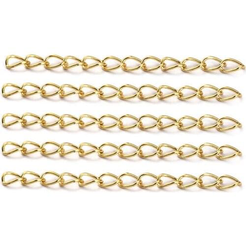 100pcs/lot 50mm Chain Extension For DIY Necklace Bracelet Extension Chain Tail Extender Connector For Jewelry Making Findings