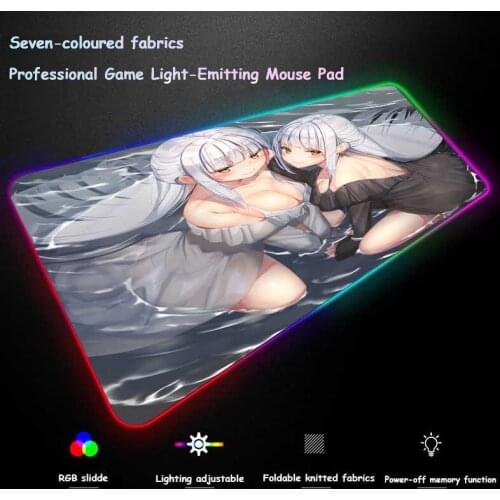 XGZ Comic Sexy Sisters Angels HD Large RGB Luminous Mouse Pad Precision Black Lock Edge Computer Desk Mat Rubber Stripe Non-slip