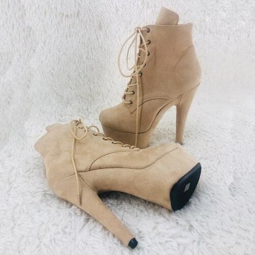 Leecabe 15CM/6Inches suede upper High Heel platform Boots Pole Dance boot
