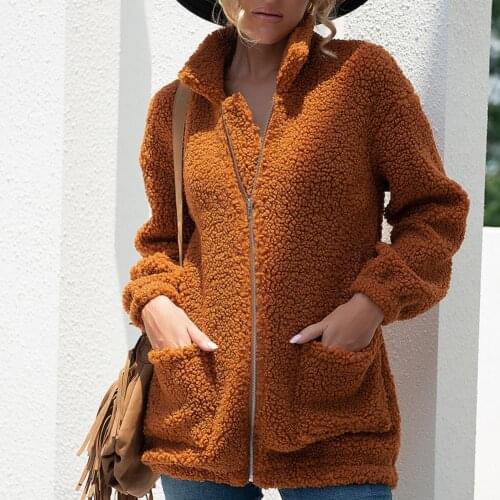 2021 Women Autumn Winter Jacket Female Coat Causal Soft Hooded Fleece Plush Warm Plus Size Faux Fur Fluffy Zipper top Sudadera