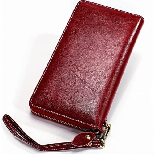 Luxury Brand Cow Leather RFID Wallet Women Zipper Walets Genuine Leather Female Purse Long Womens Wallets Ladies Clutch