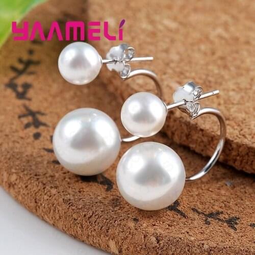 Top Quality Ball Round Pearl Freshwater Dangle Earrings for Women 925 Sterling Silver Smooth Ball Metal Brincos Jewelry