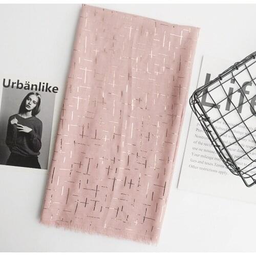 Women Solid Print Scarf Gold Foil Cross Printed Scarf Girls Pink Scarf Grey Spring Soft Cape Shawl Wrap Summer Mint Long Scarves