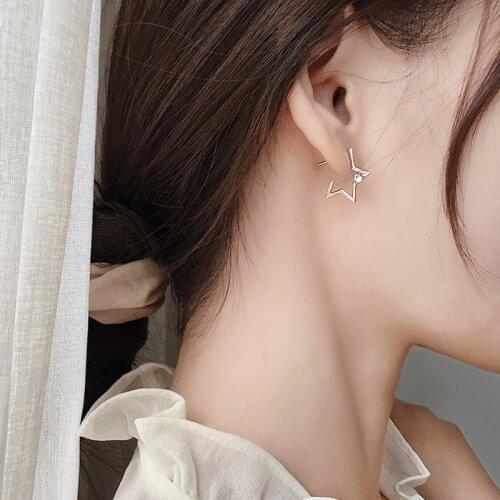 Star Stud Earrings For Women Crystal Zircon Simple Cute Korea Fashion Charm Punk Vintage Student Girl Jewelry Wholesale BOYULIGE