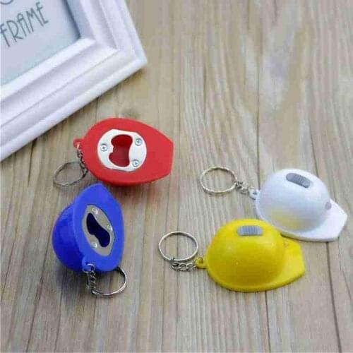 1pc Portable Simulation Helmet Beer Bottle Opener Creative Pendant Kitchen Tool Corkscrew Accessories LED Keychain Plastic D9K5