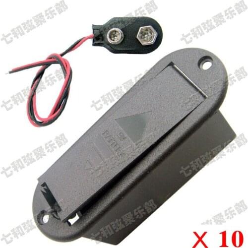 10 sets/lot 9V Battery Box/Holder/Case Compartment Cover with Battery Clip Buckle for Active Guitar Bass Pickup (DCH-CX-DK)