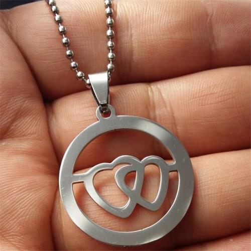 RONGQING 10pcs/lot Heart-shaped necklace Stainless steel necklace Cosplay Gifts for Men Women 2018 Christmas Gift