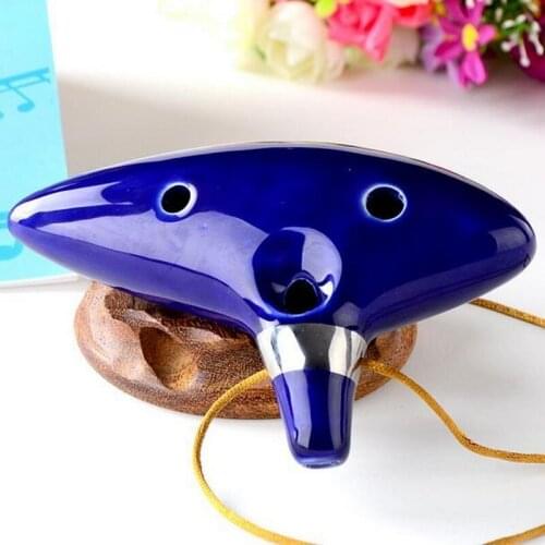 12 Hole Pottery Out Musical Instrument Ocarina Ceramic Alto C Ocarina Flute Blue Retro Creative