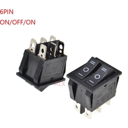 2PCS KCD4 two ways 6 PIN Push Button rocker Switch ON/OFF/ON double power switches 15A 250V 25A 125V Triple 6PIN