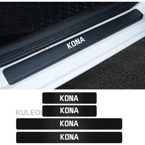 4 pcs Car Door Sill Anti-Scratch Carbon Fiber Stickers Car door protection decoration Accessories For Hyundai KONA Accessories