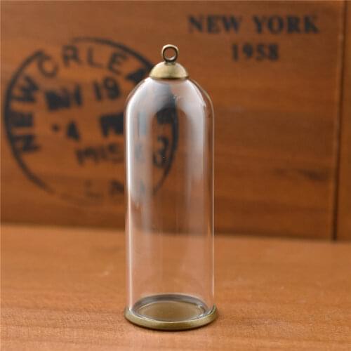 5set 50*18mm hollow glass tube with setting base beads cap set glass vials pendant glass bottle jewelry findings