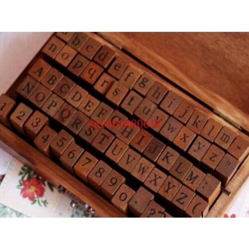 Fedex DHL Free shipping 70pcs/set Number Letter Wood stamp Set With Wooden Box Multi-purpose stamp DIY funny work 25sets/lot