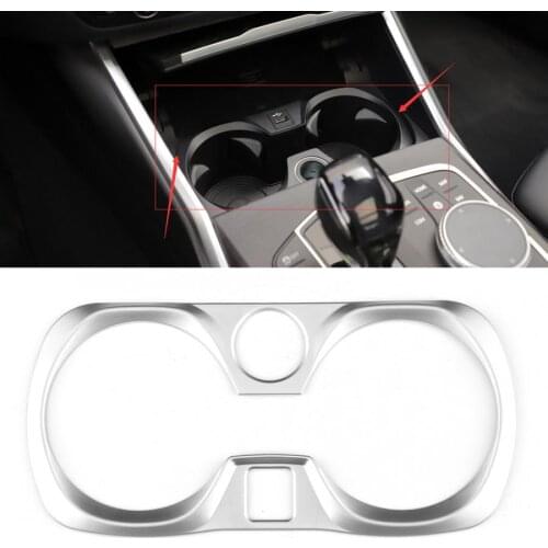 1Pcs Central Control Water Cup Holder Panel Cover Trim ABS Chrome Fit for BMW 3 Series G20 G28 2020 ABS Car Accessories Interior