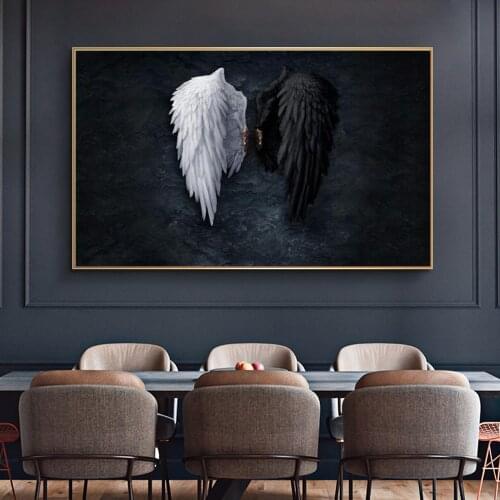 DIY 5D Diamond Painting Abstract Black and White Angel Wings Cross Stitch Kits Diamond Embroidery Art Home Decor Gift
