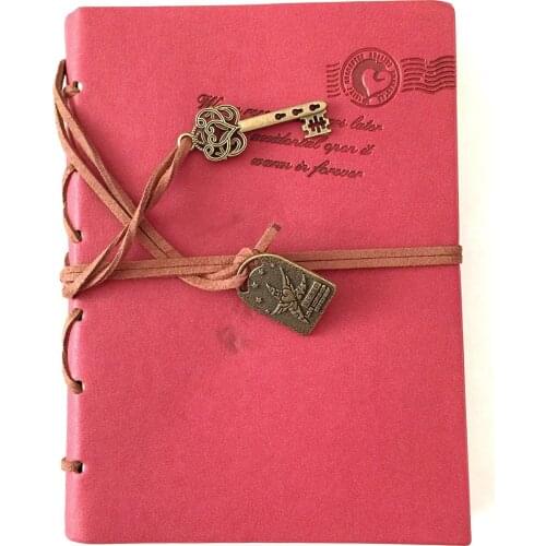 Diary String Key Retro Vintage Classic Leather Bound Notebook (Red)