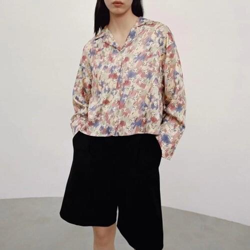 Hot sale ladies animal print blouse long sleeve lapel top clothes baggy girl shirt