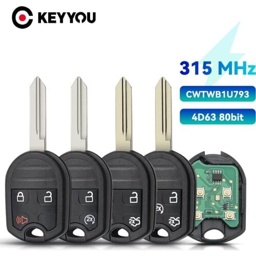 KEYYOU Smart Remote Keyless Car Key 4 Button For Ford Edge Escape Expedition Explorer With 4D63 Chip 80 Bits CWTWB1U793 315Mhz