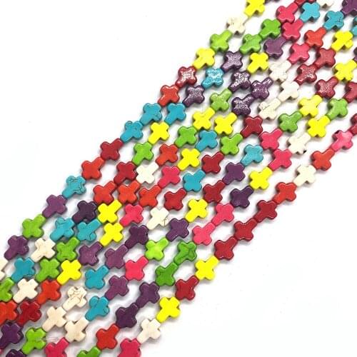 Hot Selling Cross-shaped Synthetic Color Turquoise Exquisite Colorful Jewelry Handmade Wind Chime Pendant Jewelry Accessories