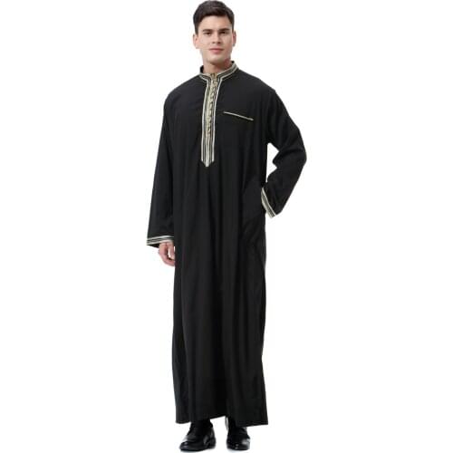 Muslim Men Jubba Thobe islamic Clothing Applique Kimono Long Robe Turkey Saudi Musulman Wear abaya caftan Islam Dubai Arab Dress