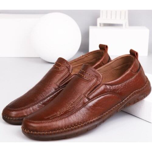 2020 Fashion Leather Men Shoes Casual Breathable Loafers Men High Quality Comfortable Flat Shoes Men Waterproof Soft Zapatos