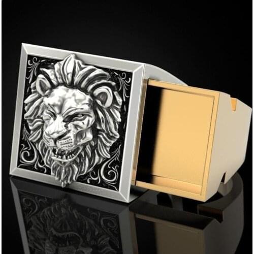 Punk Domineering Mens Combination Rings Lion Head Hip King Hop Jewelry Ring Gift U7S2