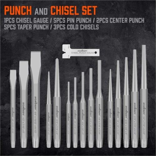 2020-SEDY 16-Piece Punch and Chisel Set, Including Taper Punch, Cold Chisels, Pin Punch, Center Punch