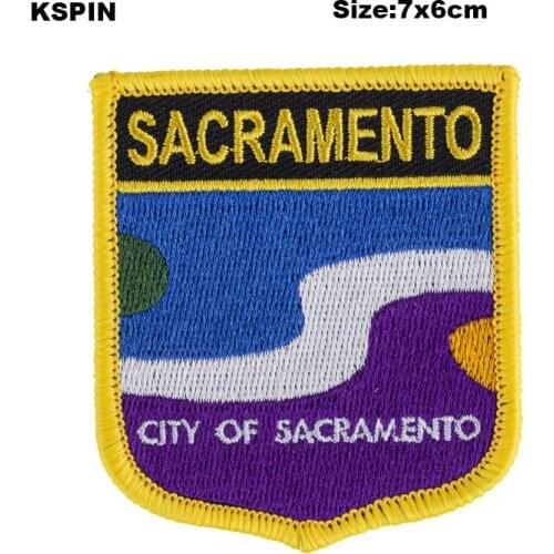 Sacramento Shield Shape Flag patches embroidered flag patches national flag patches for Cothing DIY Decoration