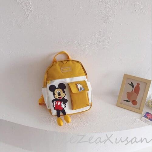 New Disney Mickey mouse Childrens School Bag Kindergarten Boy Girl Baby Backpack Minnie Plush Bag Cartoon Backpack Kids Gifts