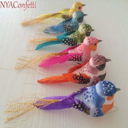 NYAC,11*3.5*2.5CM,6Colors Artificial Decorative Foam Feathers Mini Birds With Magnet,Foot,Home Decoration Accessories,Wedding