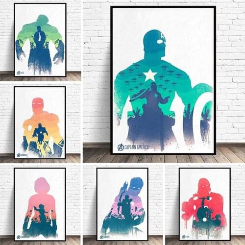 The Avengers Marvel Superhero Watercolor Canvas Painting Spiderman Posters and Prints Wall Art Picture for Living Room Decor
