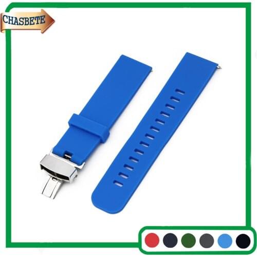 Silicone Rubber Watch Band for Fossil 18mm 20mm 22mm Men Women Resin Strap Belt Wrist Loop Bracelet Black Red Grey Green + Pin