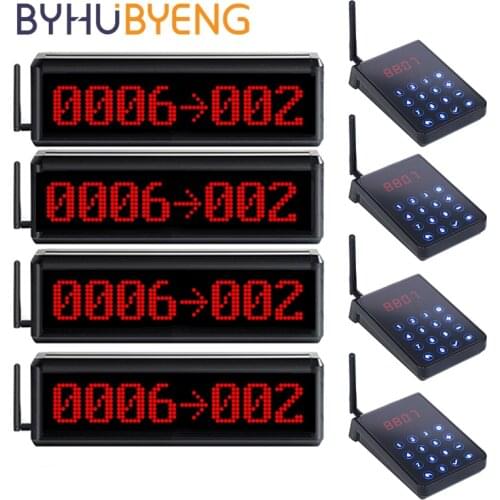 BYHUBYENG Queuing System Long Range LED Display Management For Hospital Restaurant Pager Waitress Waterproof Wireless
